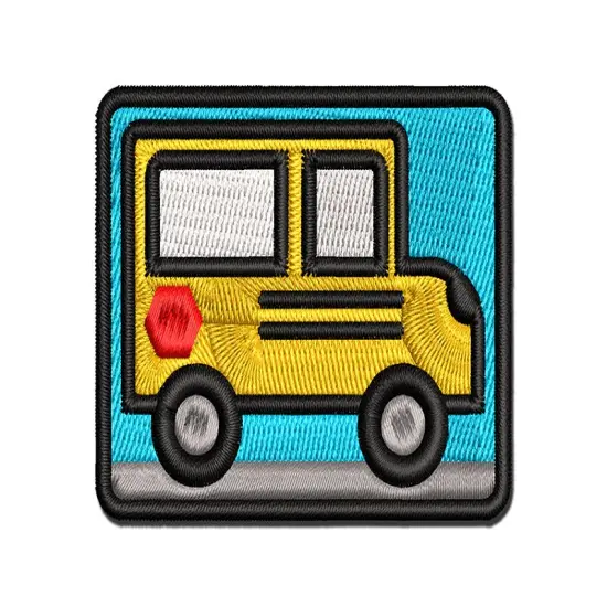 School Bus Icon Multi-Color Embroidered Iron-On or Hook & Loop Patch Applique {1}