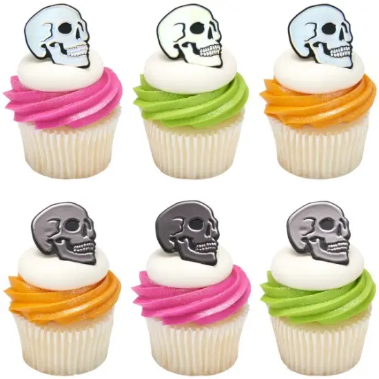 Metallic Skull Cupcake Rings 24ct {3}