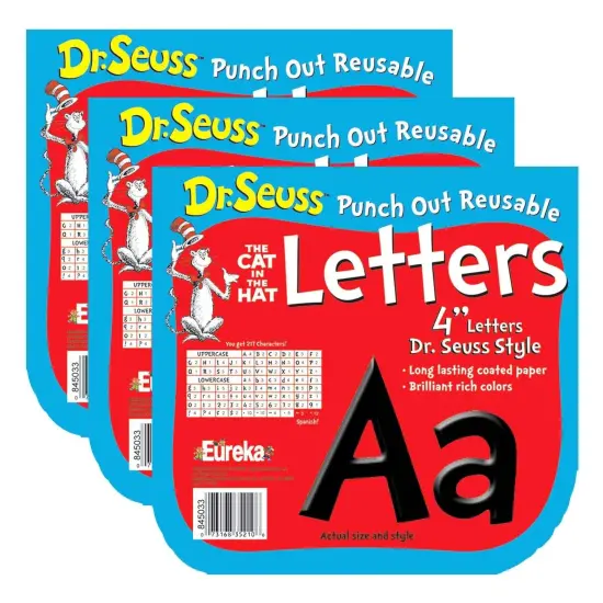 Dr. Seuss&trade; Black Deco 4" Letters, 217 Per Pack, 3 Packs {1}