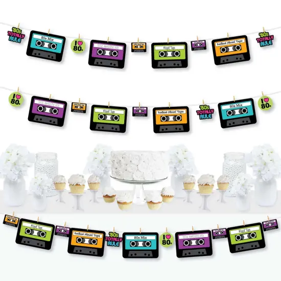 Big Dot of Happiness 80's Retro - Totally 1980s Party DIY Decorations - Clothespin Garland Banner - 44 Pieces {1}