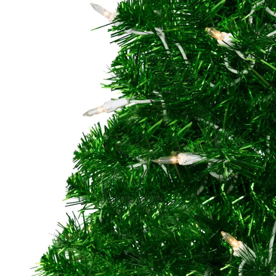 Northlight 2' Pre-Lit Paradise Lime Green Tinsel Pine Artificial Christmas Tree - Clear Lights {4}