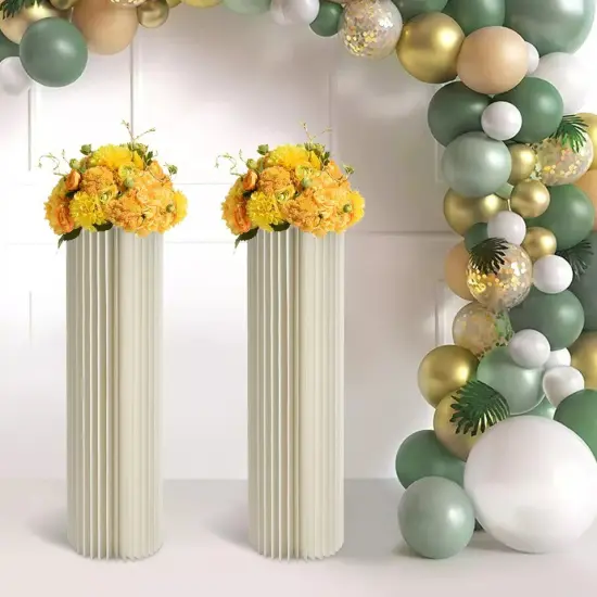 Cardboard Flowers Stand Foldable Columns Display Rack Weddings Centerpiece {3}
