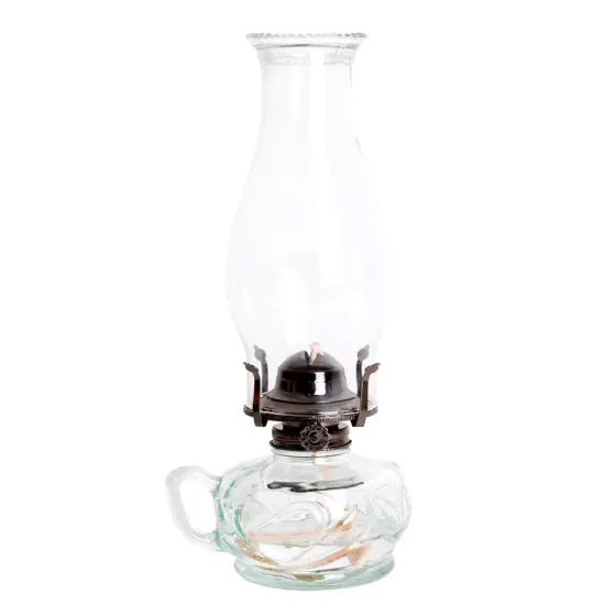 Rayo Chamber Oil Lamp, Portable with Finger Hold, Glass Font and Chimney, 12 in Tall {1}