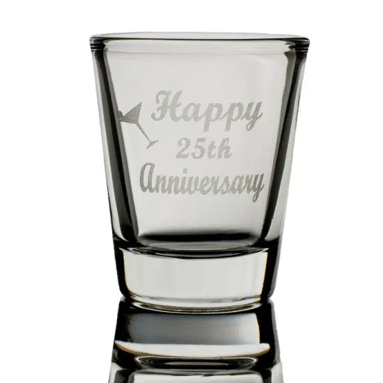 2oz Happy 25th Anniversary shot glass {6}