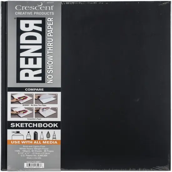 Rendr No Show Thru Hardcover Sketch Book-8.5"x11", 48 Sheets {1}