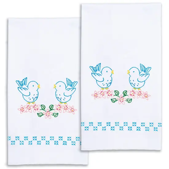 Jack Dempsey Stamped Decorative Hand Towel Pair 17"X28"-Love Birds {2}