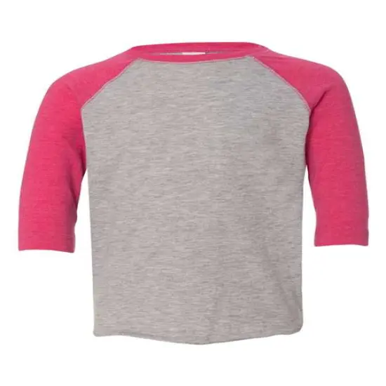 Rabbit Skins&reg; Comfortable Toddler Baseball 3/4 Sleeve Tee - 3330 Vntg Hth/Vng Ht Pnk {2}