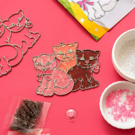 Colorbok Makit & Bakit Glittering Suncatcher Kit-3 Kittens {6}