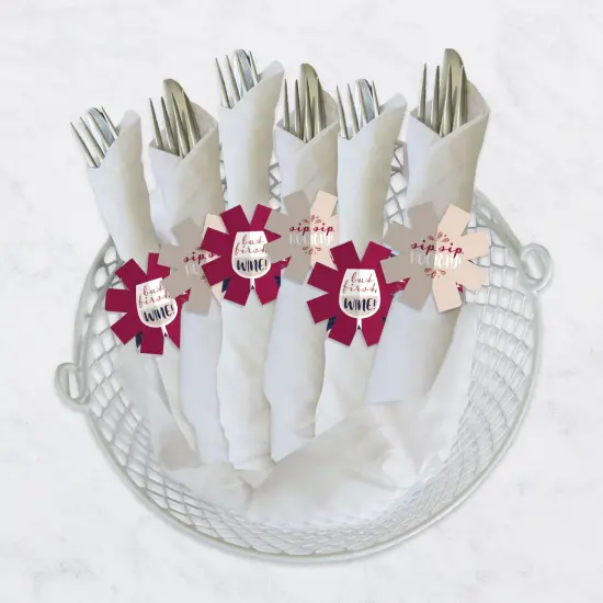 Big Dot of Happiness But First, Wine - Wine Tasting Party Paper Napkin Holder - Napkin Rings - Set of 24 {4}