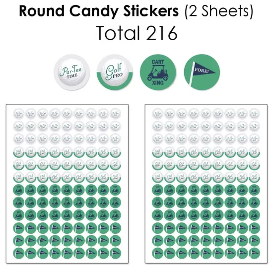 Big Dot of Happiness Par-Tee Time - Golf - Birthday or Retirement Party Candy Favor Sticker Kit - 304 Pieces {6}