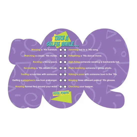 Big Dot of Happiness 90's Throwback - Selfie Scavenger Hunt - 1990s Party Game - Set of 12 {3}