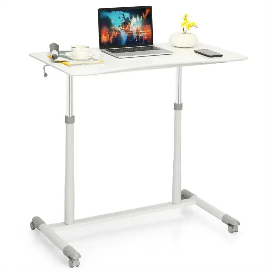 Costway Height Adjustable Computer Desk Sit to Stand Rolling Notebook Table Portable {1}