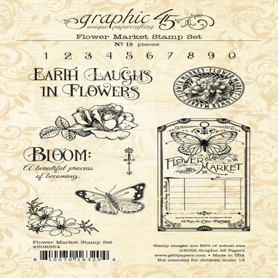 Graphic 45 Flower Market Stamp Set-18/Pkg {1}