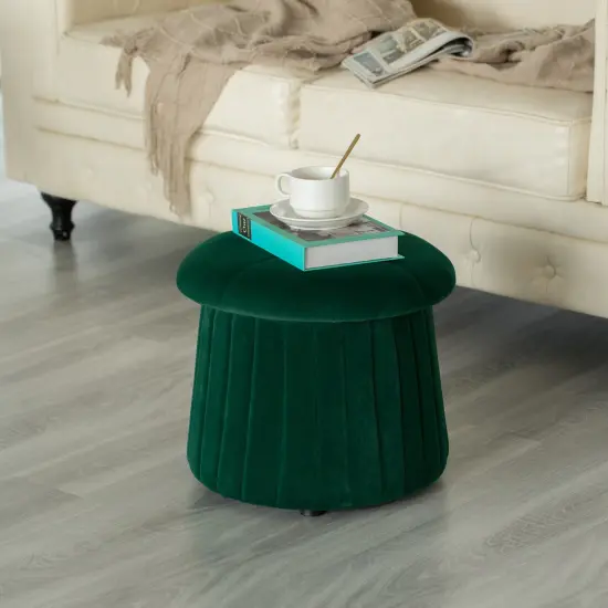 Modern Tufted Velvet Mushroom Shape Storage Ottoman Storage Stool Trunk Green {6}