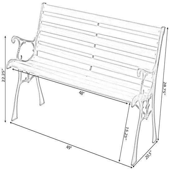 Wooden Outdoor Park Patio Garden Yard Bench with Designed Steel Armrest and Legs {6}