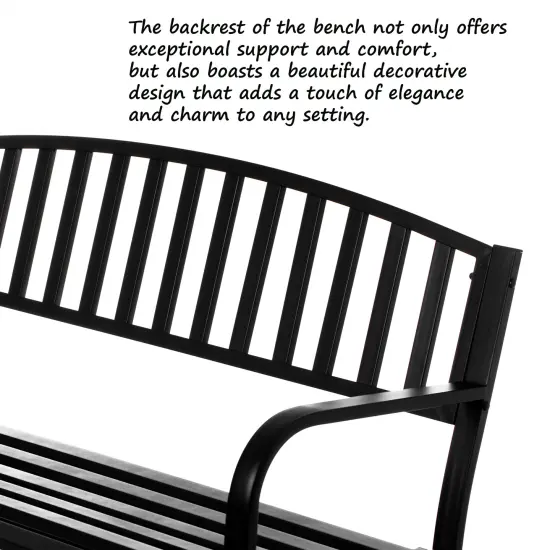 Gardenised Outdoor Black Steel Swing, Powder Coated Glider Bench, Loveseat Lawn Rocker Bench for Yard, Patio, Garden and Deck {5}