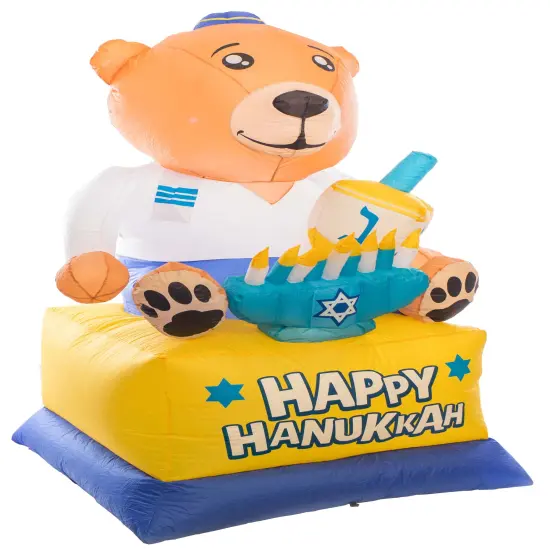 Giant Hanukkah Inflatable Bear - Yard Decor with Built-in Bulbs, Tie-Down Points, and Powerful Built in Fan {3}