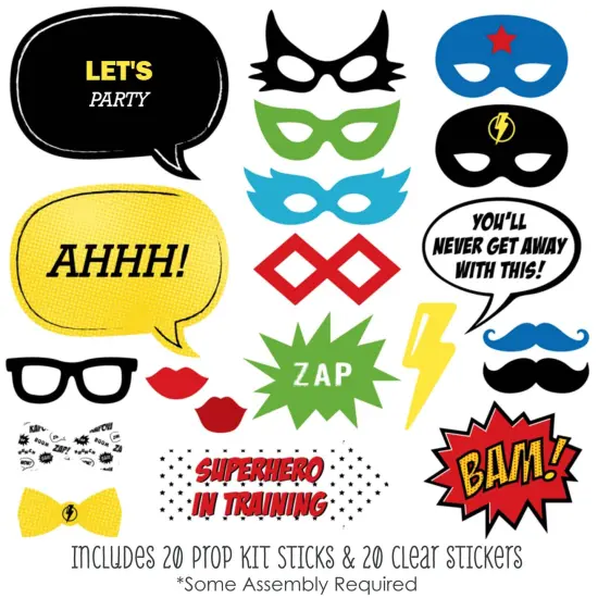 Big Dot of Happiness Bam Superhero - Photo Booth Props Kit - 20 Count {3}