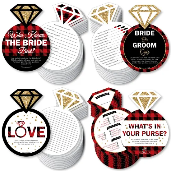 Big Dot of Happiness Flannel Fling Before The Ring - 4 Buffalo Plaid Bridal Shower Games - 10 Cards Each - Gamerific Bundle {1}