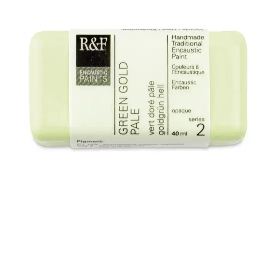 R&F Encaustic Paint Block - Green Gold Pale, 40 ml block {2}