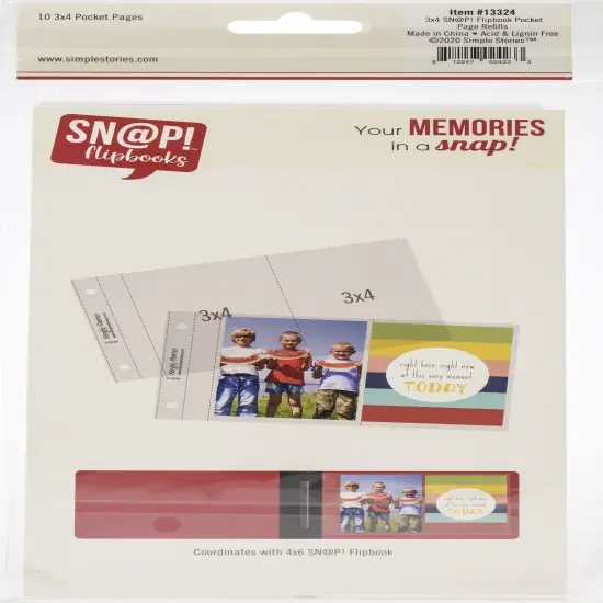 Simple Stories Sn@p! Pocket Pages For 4"X6" Flipbooks 10/Pkg-(2) 3"X4" Pockets {2}
