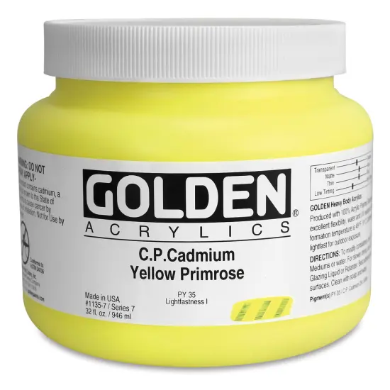 Golden Heavy Body Artist Acrylics - Cadmium Yellow Primrose, 32 oz Jar {1}