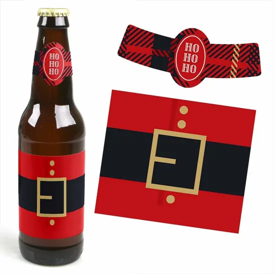 Big Dot of Happiness Jolly Santa Claus - Christmas Party Decorations for Women and Men - 6 Beer Bottle Label Stickers and 1 Carrier {4}