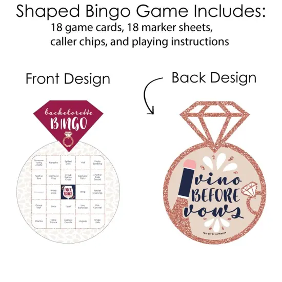 Big Dot of Happiness Vino Before Vows - Bar Bingo Cards and Markers - Winery Bridal Shower or Bachelorette Party Shaped Bingo Game - Set of 18 {4}