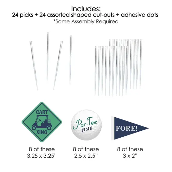 Big Dot of Happiness Par-Tee Time - Golf - Dessert Cupcake Toppers - Birthday or Retirement Party Clear Treat Picks - Set of 24 {7}