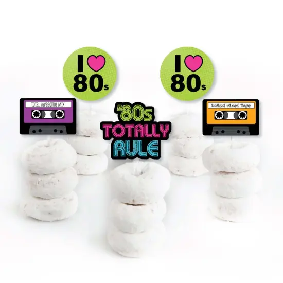 Big Dot of Happiness 80's Retro - Dessert Cupcake Toppers - Totally 1980s Party Clear Treat Picks - Set of 24 {3}