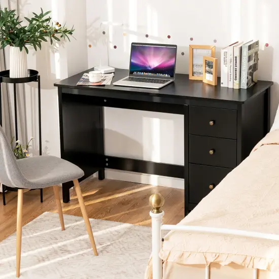 Computer Desk Study Writing Desk Home Office Workstation with 3 Drawers White/Black/Brown {2}