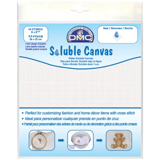 DMC Soluble Canvas 14 Count 8"X8.5"-White {1}