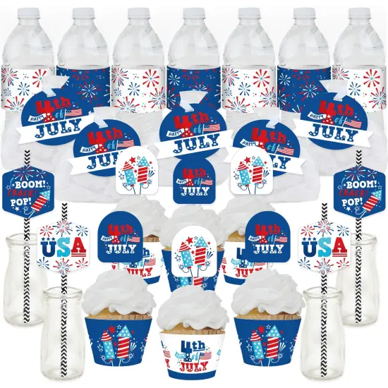 Big Dot of Happiness Firecracker 4th of July -Party Favors and Cupcake Kit - Fabulous Favor Party Pack - 100 Pieces {1}