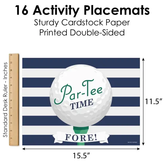 Big Dot of Happiness Par-Tee Time - Golf - Paper Birthday Party Coloring Sheets - Activity Placemats - Set of 16 {6}