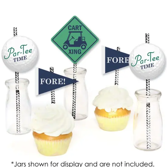 Big Dot of Happiness Par-Tee Time - Golf - Paper Straw Decor - Baby Shower or Birthday Party Striped Decorative Straws - Set of 24 {6}