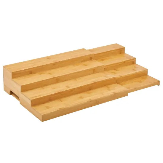 mDesign Bamboo Adjustable, Expandable Spice Rack Organizer {4}