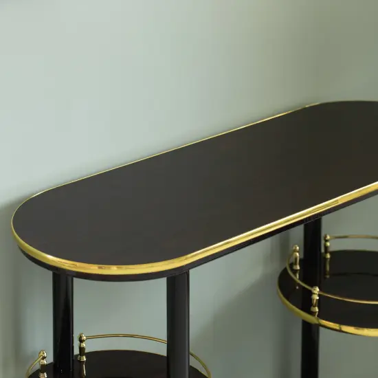 Wooden Console Table Mini Bar Cabinet, Modern Style and Versatile Piece of Furniture that Adapts to Various Roles from Coffee and Tea Haven, Drink Station or a Beer Island in your Kitchen Brown {6}