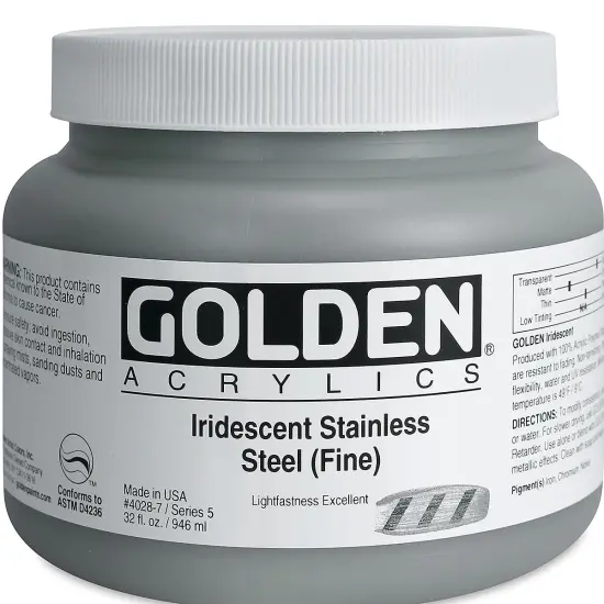Golden Heavy Body Artist Acrylics - Iridescent Stainless Steel (Fine), 32 oz Jar {1}