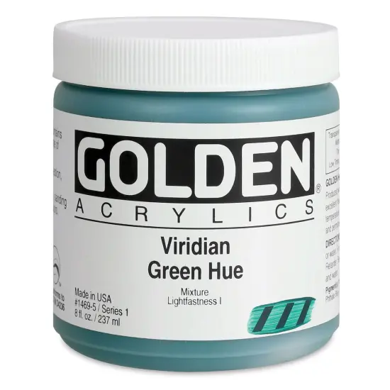 Golden Heavy Body Artist Acrylics - Viridian Green Hue, 8 oz Jar {1}