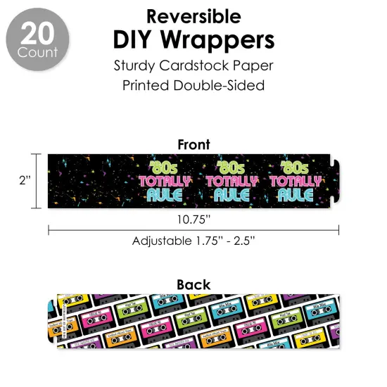 Big Dot of Happiness 80&rsquo;s Retro - Totally 1980s Party Favors and Cupcake Kit - Fabulous Favor Party Pack - 100 Pieces {4}