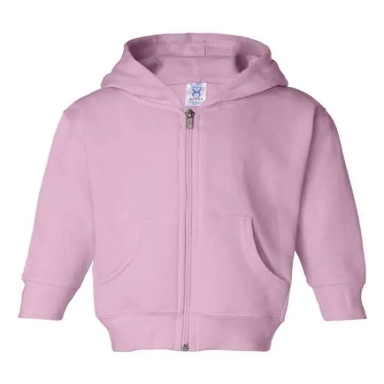 Rabbit Skins&reg; Toddler Full Zip Fleece Long Sleeve Hoodie - 3346 Pink {2}