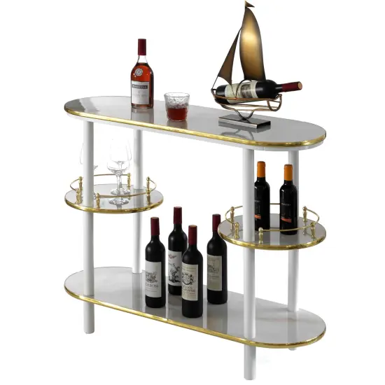 Wooden Console Table Mini Bar Cabinet, Modern Style and Versatile Piece of Furniture that Adapts to Various Roles from Coffee and Tea Haven, Drink Station or a Beer Island in your Kitchen White {1}