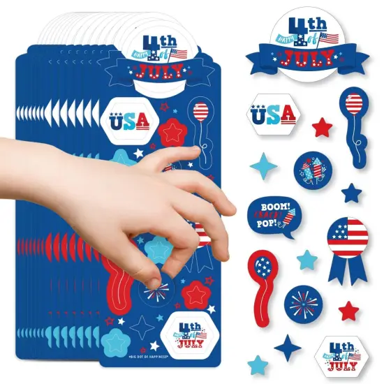 Big Dot of Happiness Firecracker 4th of July - Red, White and Royal Blue Party Favor Kids Stickers - 16 Sheets - 256 Stickers {1}