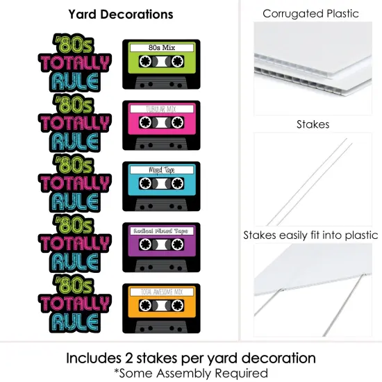 Big Dot of Happiness 80's Retro - Cassette Tape Lawn Decorations - Outdoor Totally 1980s Party Yard Decorations - 10 Piece {7}