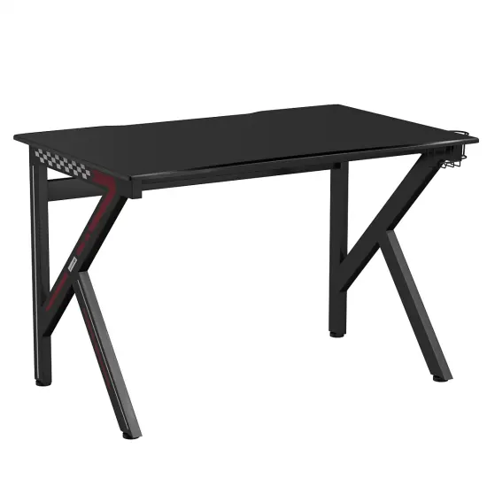 Costway Gaming Desk Gamers Computer Table E-Sports K-Shaped W/ Cup Holder Hook Home New {5}