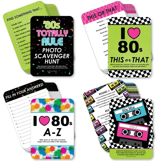 Big Dot of Happiness 80&rsquo;s Retro - 4 Totally 1980s Party Games - 10 Cards Each - Gamerific Bundle {1}