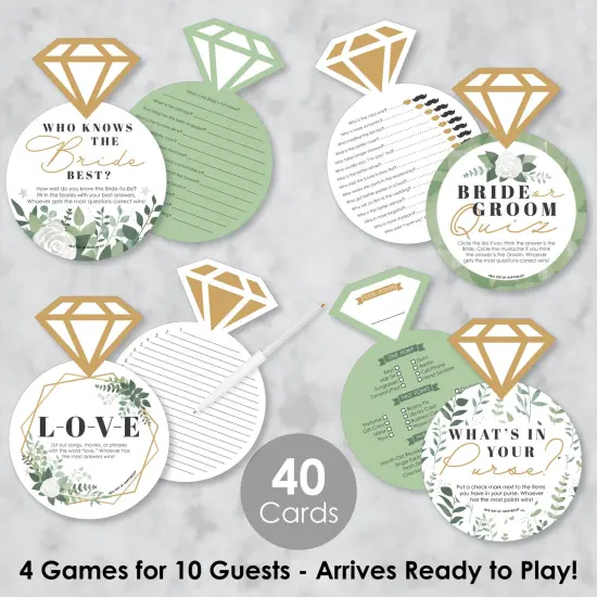 Big Dot of Happiness Boho Botanical Bride - 4 Games - Who Knows The Bride Best, Bride or Groom Quiz,&nbsp;What&rsquo;s in Your Purse and Love - Gamerific Bundle {3}