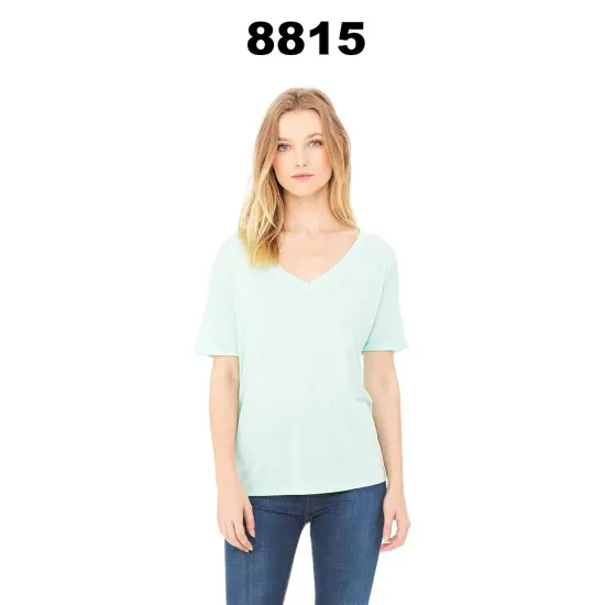 BELLA + CANVAS&reg; Women&rsquo;s Slouchy Short Sleeve V-Neck Tee Dark Grey Heather {3}