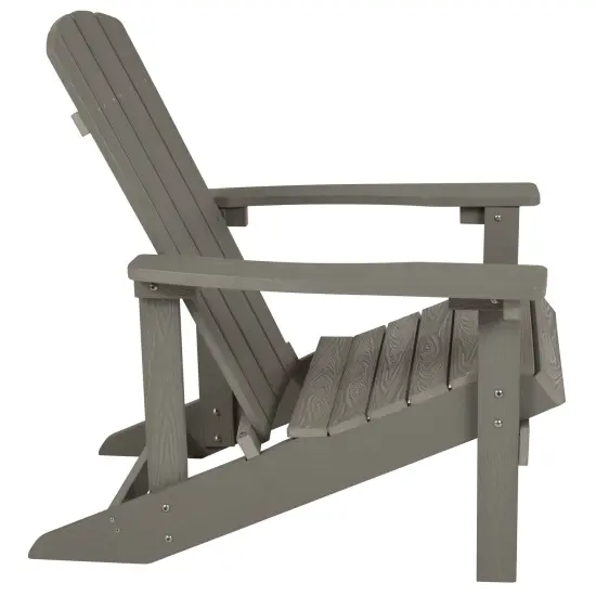 Merrick Lane Set of 2 Riviera Adirondack Patio Chairs With Vertical Lattice Back And Weather Resistant Frame Gray {5}