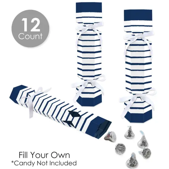 Big Dot of Happiness Navy Stripes - No Snap Simple Party Table Favors - DIY Cracker Boxes - Set of 12 {4}